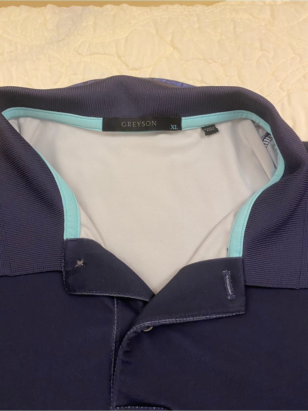 Greyson Navy Polo with Light Blue Trim